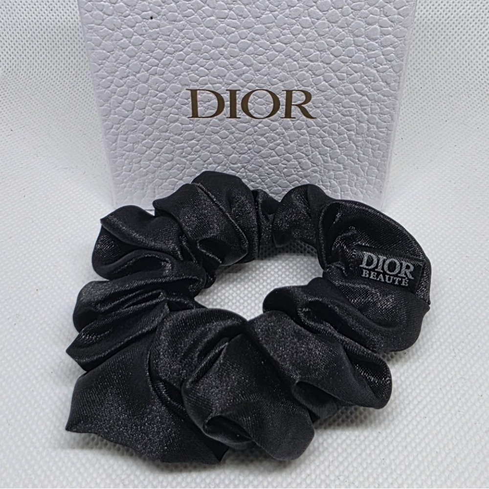 Dior Black Satin Scrunchie with Box NIB